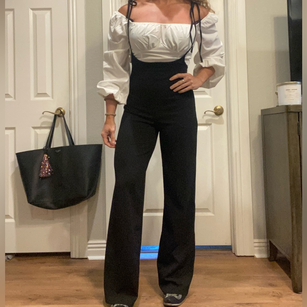 Windsor Adjustable tie wide leg overalls jumpsuit